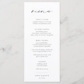 Chic Minimalistisch Wedding Menu Menükarte (Vorderseite)