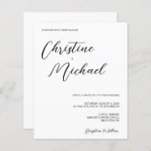 Chic Minimalistisch Wedding Schwarz-weiß Simple (Vorne/Hinten)