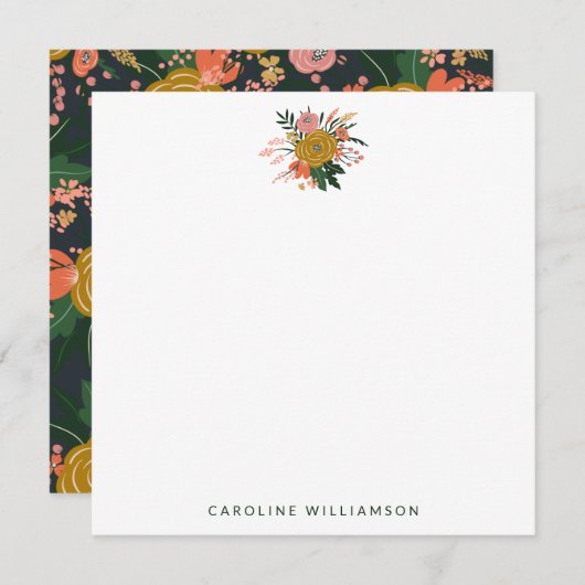 Chic Minimalistisch Yellow Navy Blume Personalisie Mitteilungskarte (Vorne/Hinten)