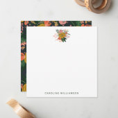 Chic Minimalistisch Yellow Navy Blume Personalisie Mitteilungskarte (Vorderseite/Rückseite Beispiel)