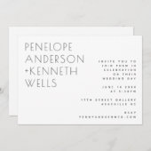 Chic Minimalistisch zeitgenössisch weiß, horizonta Einladung (Vorne/Hinten)