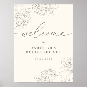 Chic Minimalistische, handgezeichnet Peonies Brida Poster