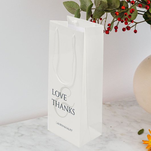 Chic Minimalistische Liebe & Danke Geschenktüte Für Weinflaschen