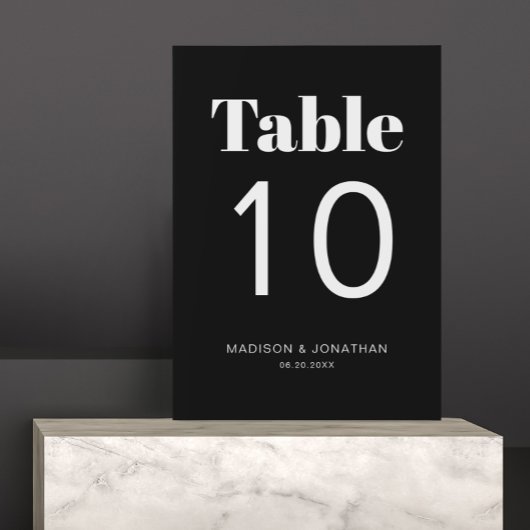 Chic Minimalistische Schwarz-weiße HochzeitsTischn Tischnummer
