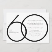 Chic Minimalistische Schwarz-weiße Überraschung 60 Einladung (Vorderseite)