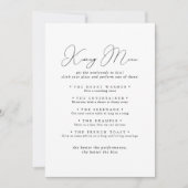 Chic Minimalistische Wedding Kissing Menu Game Car (Vorderseite)