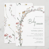Chic Minimalistische Wildblumen Arch Baby Dusche Einladung (Vorne/Hinten)