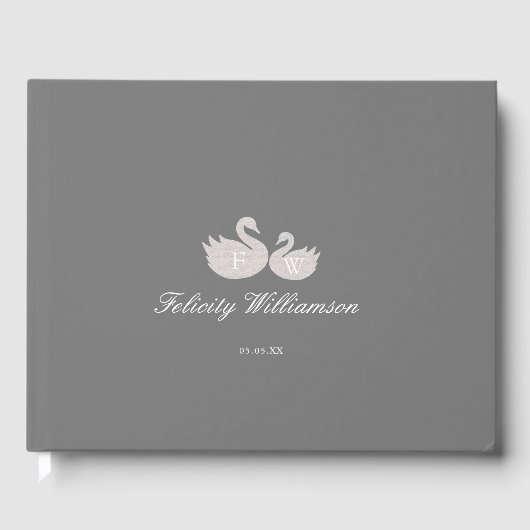 Chic Minimalistisches Schwanengeschlecht Neutral B Gästebuch (Vorderseite)