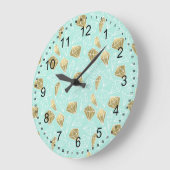 Chic Mint and Gold Diamonds Große Wanduhr (Winkel)