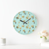 Chic Mint and Gold Diamonds Große Wanduhr (Zuhause)