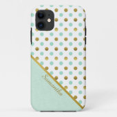 Chic Mint and Gold Polka Dots  Case-Mate iPhone Hülle (Rückseite)