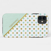 Chic Mint and Gold Polka Dots Case-Mate iPhone Hülle (Rückseite (Horizontal))