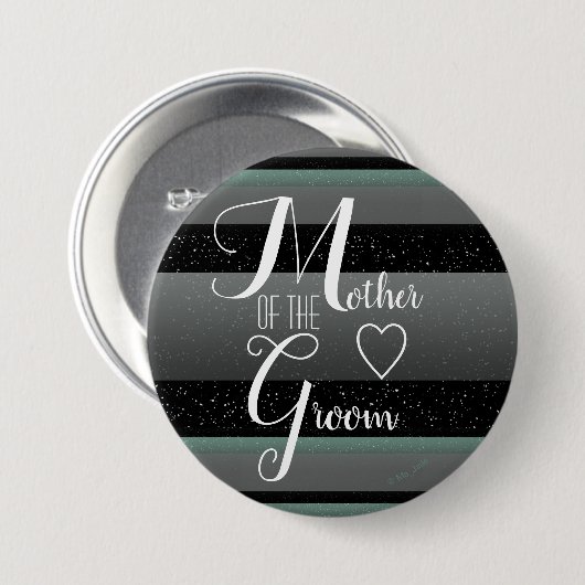 Chic Mint Black Gray Striped Mutter der Erde Button (Vorne & Hinten)
