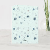 Chic Mint Blue Snowflakes Black Hair Female Karte (Rückseite)