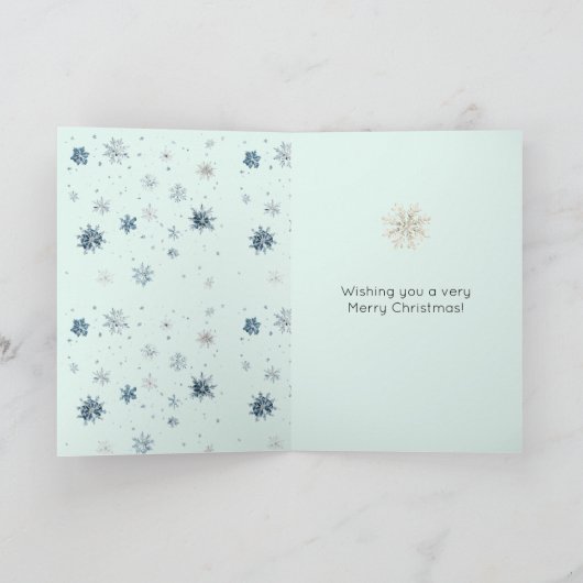 Chic Mint Blue Snowflakes Blond Hair Female Karte (Innenseite)