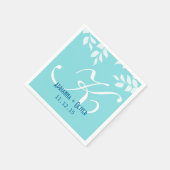 Chic Mint Blue White Blätter Wedding Monogram Serviette (Ecke)