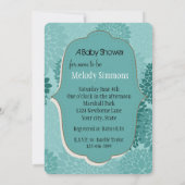 Chic Mint Blume Kinderdusche Einladung (Rückseite)