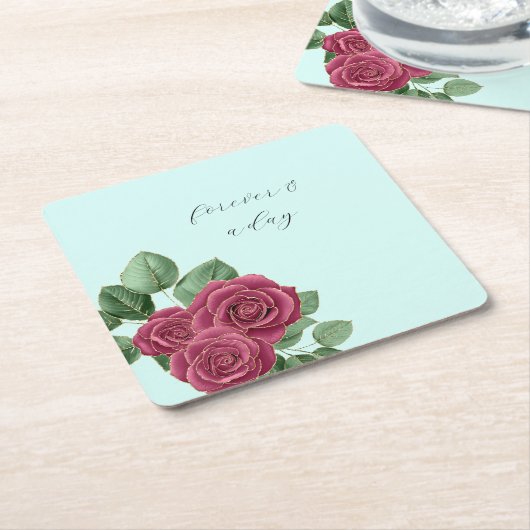 Chic Mint Burgundy Gold Rose Hochzeiten Blätter Rechteckiger Pappuntersetzer (angewinkelt)