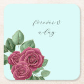 Chic Mint Burgundy Gold Rose Hochzeiten Blätter Rechteckiger Pappuntersetzer (Vorderseite)