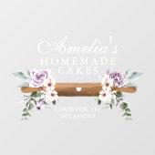 Chic Mint Floral Watercolor Bäckerei Roller Button Fensteraufkleber (Blatt)