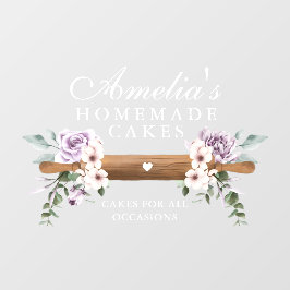 Chic Mint Floral Watercolor Bäckerei Roller Button Fensteraufkleber