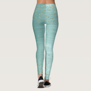 Chic Mint Glam Gold Sparkle Confetti Personalisier Leggings