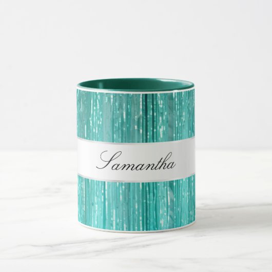 Chic Mint Glam Tinsel Stripes Tasse (Zentrum)