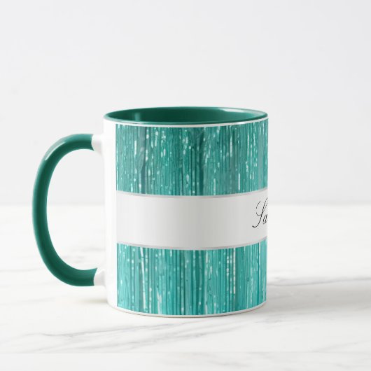 Chic Mint Glam Tinsel Stripes Tasse (Links)