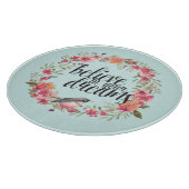 Chic Mint glauben an Ihre Träume Bird Pink Blume Schneidebrett (Ecke)