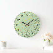 Chic Mint Gold Confetti Dots Große Wanduhr (Zuhause)