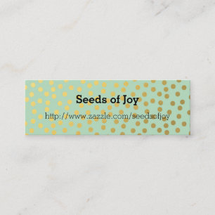 Chic Mint Gold Confetti Dots Mini Visitenkarte