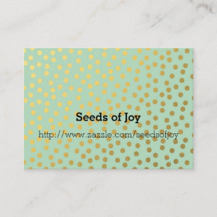Chic Mint Gold Confetti Dots Visitenkarte