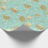 Chic Mint Gold Diamonds Geburtstag Geschenkpapier (Ecke)