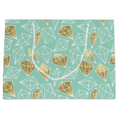 Chic Mint Gold Diamonds Geburtstag Große Geschenktüte (Vorderseite)