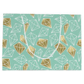 Chic Mint Gold Diamonds Geburtstag Große Geschenktüte (Rückseite)