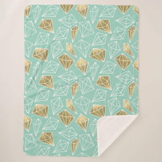 Chic Mint Gold Diamonds Sherpadecke (Vorderseite)