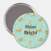 Chic Mint Gold Diamonds Weihnachten Magnet (Vorderseite/Rückseite)