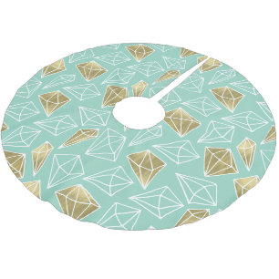 Chic Mint Gold Diamonds Weihnachten Polyester Weihnachtsbaumdecke