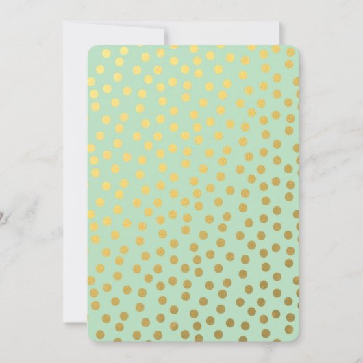 Chic Mint Gold Dots Baby Dusche Einladung (Vorderseite)