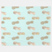 Chic Mint Gold Glam Ananas Fleecedecke (Vorderseite (Horizontal))
