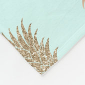 Chic Mint Gold Glam Ananas Fleecedecke (Ecke)