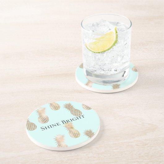 Chic Mint Gold Glam Ananas Getränkeuntersetzer (Seite)