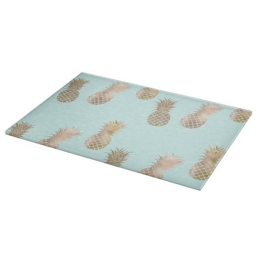 Chic Mint Gold Glam Ananas Schneidebrett (Ecke)