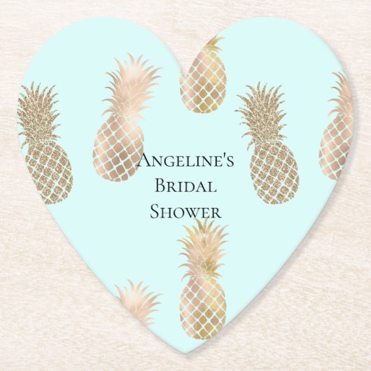 Chic Mint Gold Glam Ananas Untersetzer (Vorderseite)