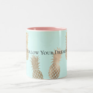 Chic Mint Gold Glam Ananas Zweifarbige Tasse