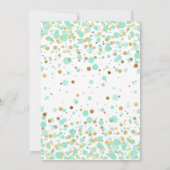 Chic Mint Gold Glitzer Confetti Girl 13. Geburtsta Einladung (Rückseite)