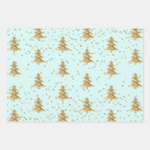 Chic Mint Gold Weihnachtsbaum Geschenkpapier Set (Vorderseite)