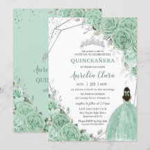 Chic Mint Green Blumenprinzessin Silver Quinceañer