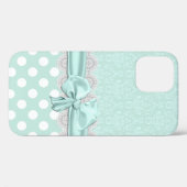 Chic Mint Green Damask iPhone Case-Mate iPhone Hülle (Rückseite (Horizontal))