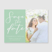 Chic Mint Green Foto Save the Date Magnet Card (Vorderseite)